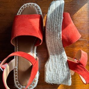 orange platform espadrille heels